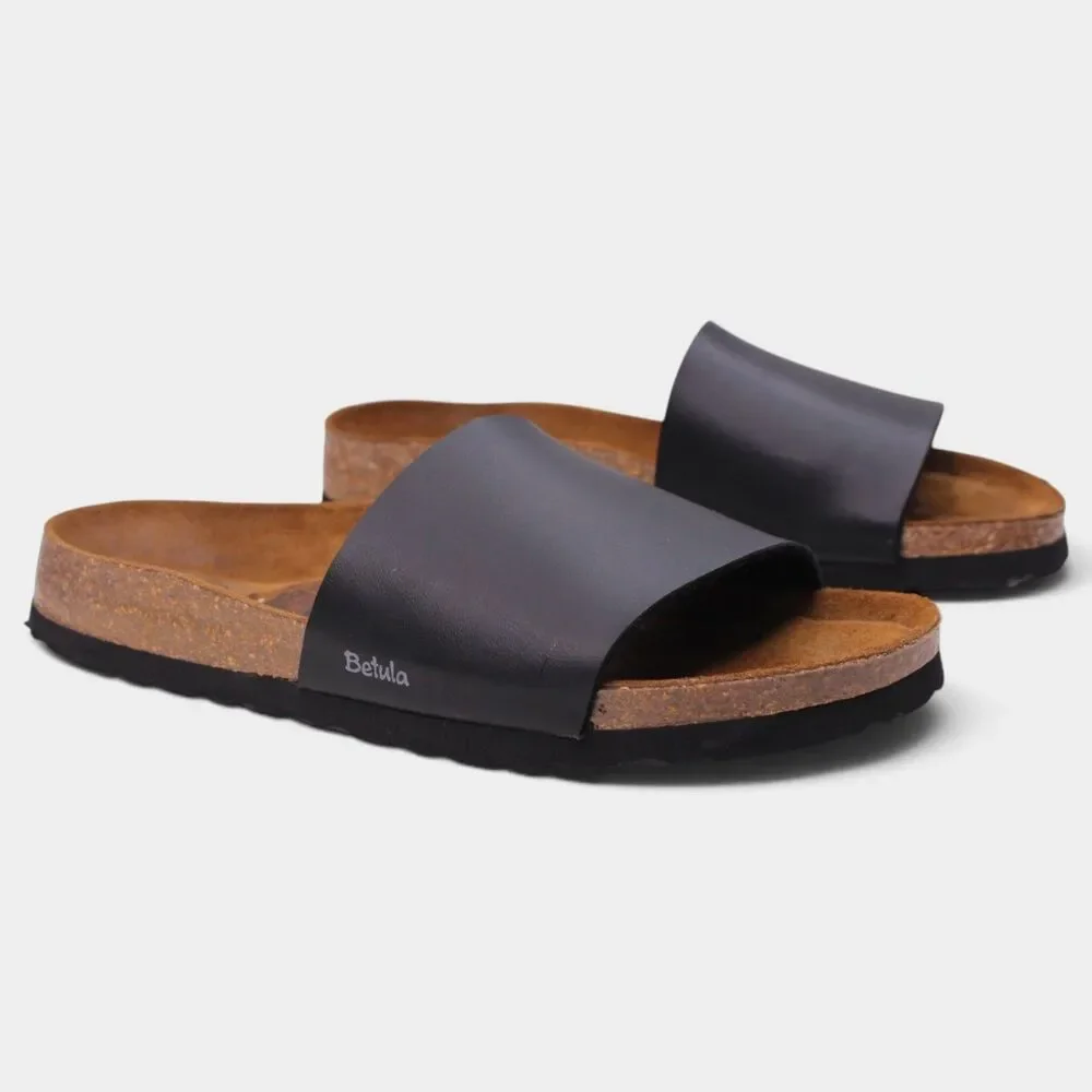 Betula Birkenstock Reggae Womens 8 EU 39 Black Soft Footbed Slide Sandals